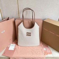 Cloni Borse Replica a tracolla Miu Miu Ivy denim con finiture pelle 5BG231 Bianca firmate