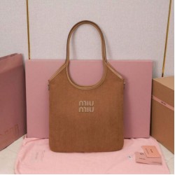 Cloni Borsa a tracolla/hobo Miu Miu Ivy velluto a coste 5BG231 Marrone firmate