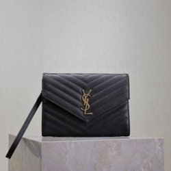 Cloni Pochette YSL Saint Laurent Grain De Poudre Matelassé Chevron Envelope Nero firmate