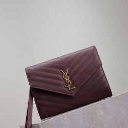 Replica di lusso Pochette YSL Saint Laurent Grain De Poudre Matelassé Chevron Envelope bordeaux Imitazioni Cloni Pochette YSL Saint Laurent Grain De Poudre Matelassé Chevron Envelope bordeaux firmate
