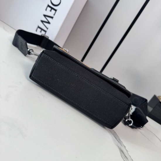 Replica di lusso Bora Pari all'originale replica a tracolla LOEWE Mini Flex tela e pelle scamosciata marrone/nera Imitazioni Cloni Bora Pari all'originale replica a tracolla LOEWE Mini Flex tela e pelle scamosciata marrone/nera firmate