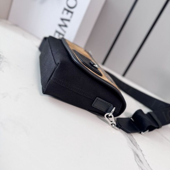 Replica di lusso Bora Pari all'originale replica a tracolla LOEWE Mini Flex tela e pelle scamosciata marrone/nera Imitazioni Cloni Bora Pari all'originale replica a tracolla LOEWE Mini Flex tela e pelle scamosciata marrone/nera firmate