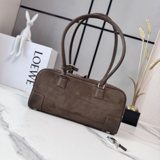 Replica di lusso Borse Imitazioni a tracolla Loewe Amazona 31 pelle nabuk granulata marrone Imitazioni Cloni Borse Imitazioni a tracolla Loewe Amazona 31 pelle nabuk granulata marrone firmate