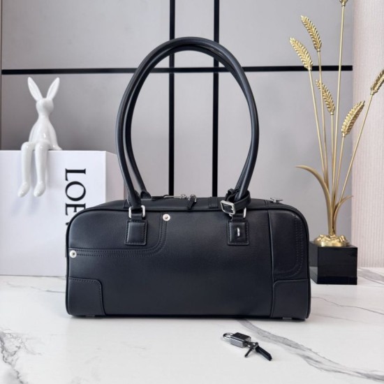 Replica di lusso Borsa a tracolla Loewe Amazona 31 pelle nabuk granulata Nero Imitazioni Cloni Borsa a tracolla Loewe Amazona 31 pelle nabuk granulata Nero firmate