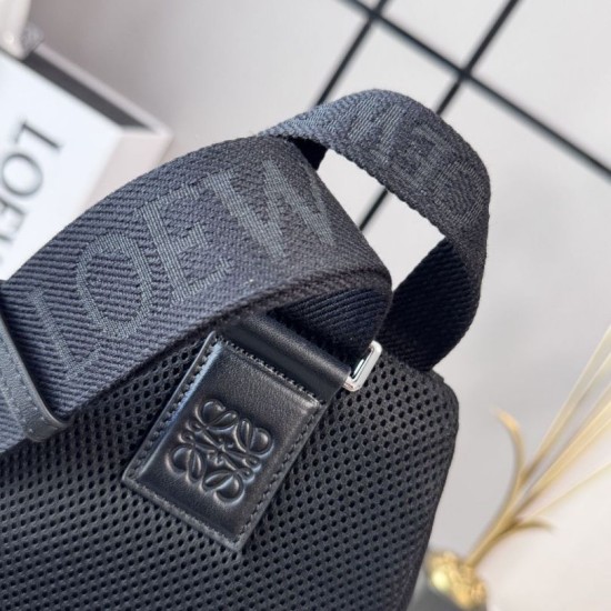 Cloni Borse a tracolla Loewe Flex tela e pelle scamosciata marrone/nera firmate