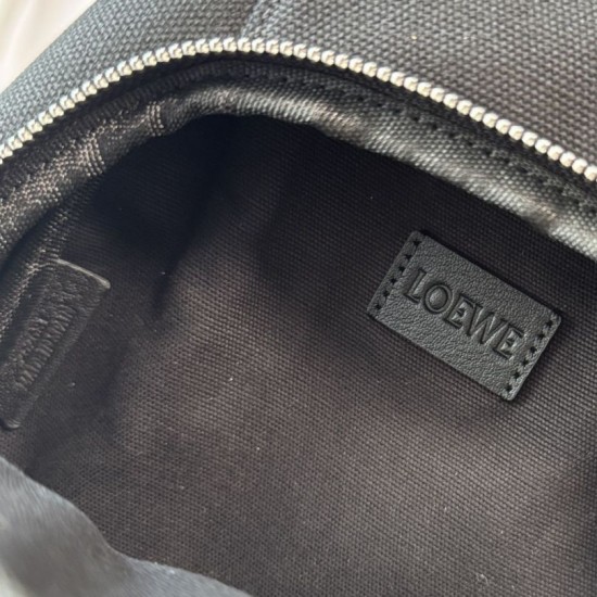 Cloni Borse a tracolla Loewe Flex tela e pelle scamosciata marrone/nera firmate