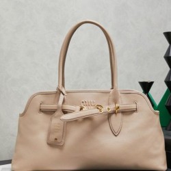 Cloni Imitazioni borse griffate Tote Miumiu Adventure Nappa 5BG310 Crema firmate
