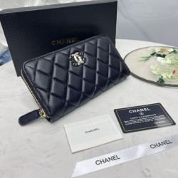 Replica di lusso Pari all'originale replica Portafoglio lungo Chanel trapuntato con logo CC e cerniera Imitazioni Cloni Pari all'originale replica Portafoglio lungo Chanel trapuntato con logo CC e cerniera firmate