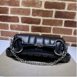 Cloni Borsa a tracolla Gucci Horsebit Chain tela GG 764255 Nero firmate