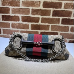 Cloni Qualità premium Borse Replica Gucci Horsebit Chain tela GG 764255 marrone firmate
