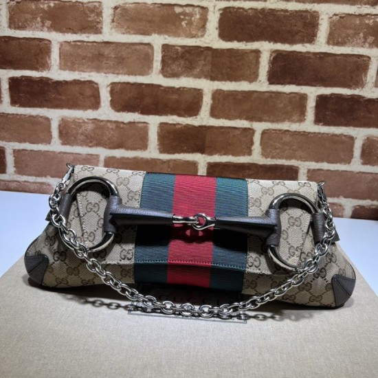 Replica di lusso Qualità premium Borse Gucci Horsebit Chain tela GG 764255 marrone Imitazioni Cloni Qualità premium Borse Replica Gucci Horsebit Chain tela GG 764255 marrone firmate