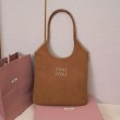 Borsa a tracolla/hobo Miu Miu Ivy velluto a coste 5BG231 Marrone