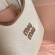 Borse Replica a tracolla Miu Miu Ivy denim con finiture pelle 5BG231 Bianca