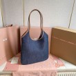 Borsa a tracolla Miu Miu Ivy denim con finiture pelle 5BG231 Blu