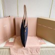 Borsa a tracolla Miu Miu Ivy denim con finiture pelle 5BG231 Blu