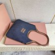 Borsa a tracolla Miu Miu Ivy denim con finiture pelle 5BG231 Blu