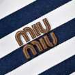 Imitazioni borse griffate tote tela Ivy di Miu Miu 5BG231 blu navy con righe bianche Imitazioni borse griffate tote tela Ivy di Miu Miu 5BG231 blu navy con righe bianche