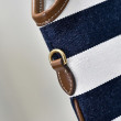 Imitazioni borse griffate tote tela Ivy di Miu Miu 5BG231 blu navy con righe bianche Imitazioni borse griffate tote tela Ivy di Miu Miu 5BG231 blu navy con righe bianche