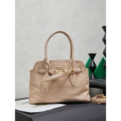 Borse tote pelle Miu Miu Adventure 5BA292 Bianco Crema