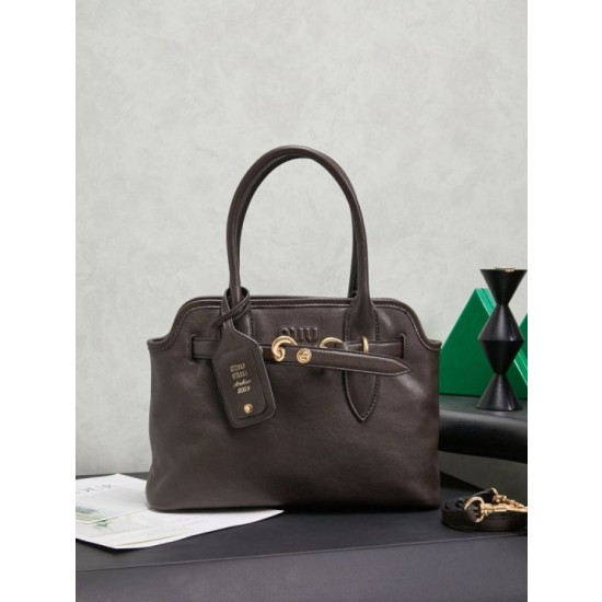 Borse tote pelle Miu Miu Adventure 5BA292 Caffè
