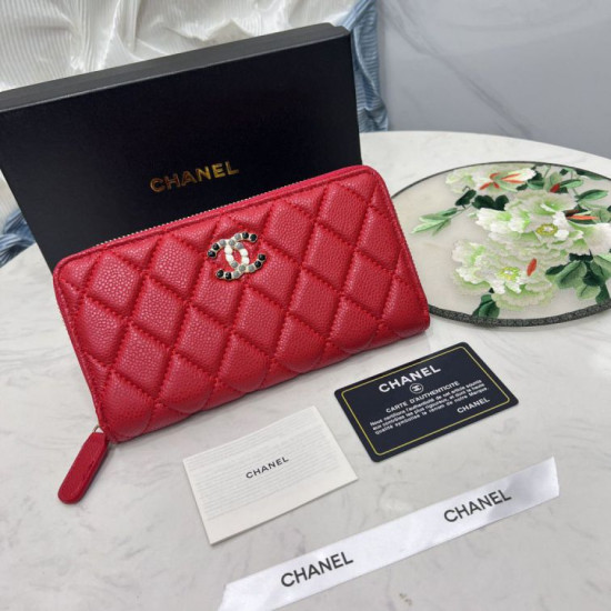 Qualità superiore replica Dettagli perfetti Portafoglio Chanel con cerniera pelle trapuntata rosso caviale Qualità superiore replica Dettagli perfetti Portafoglio Chanel con cerniera pelle trapuntata rosso caviale