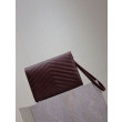 Pochette YSL Saint Laurent Grain De Poudre Matelassé Chevron Envelope bordeaux Pochette YSL Saint Laurent Grain De Poudre Matelassé Chevron Envelope bordeaux