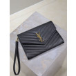 Pochette YSL Saint Laurent Grain De Poudre Matelassé Chevron Envelope Nero Pochette YSL Saint Laurent Grain De Poudre Matelassé Chevron Envelope Nero