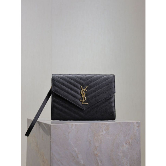 Pochette YSL Saint Laurent Grain De Poudre Matelassé Chevron Envelope Nero Pochette YSL Saint Laurent Grain De Poudre Matelassé Chevron Envelope Nero