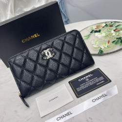 Portafoglio Chanel con cerniera pelle trapuntata Nero caviale