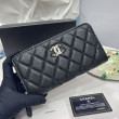 Portafoglio Chanel con cerniera pelle trapuntata Nero caviale Portafoglio Chanel con cerniera pelle trapuntata Nero caviale