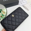 Portafoglio grande Chanel Caviar trapuntato con soffietto e cerniera nero Portafoglio grande Chanel Caviar trapuntato con soffietto e cerniera nero