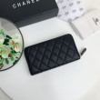 Portafoglio grande Chanel Caviar trapuntato con soffietto e cerniera nero Portafoglio grande Chanel Caviar trapuntato con soffietto e cerniera nero