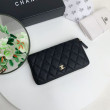 Portafoglio grande Chanel Caviar trapuntato con soffietto e cerniera nero Portafoglio grande Chanel Caviar trapuntato con soffietto e cerniera nero