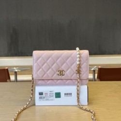 Replica di lusso Qualità da grande replica Portafoglio Chanel trapuntato in caviale perlato con catena Woc Rosa Imitazioni Cloni Qualità da grande replica Portafoglio Chanel trapuntato in caviale perlato con catena Woc Rosa firmate