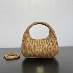 Bora Pari all'originale replica hobo mini/piccolo Miu Miu Wander Matelasse Marrone