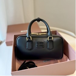 Cloni Borse Replica Alta Qualità a mano Miu Miu Arcadie 5BB142 Nero firmate