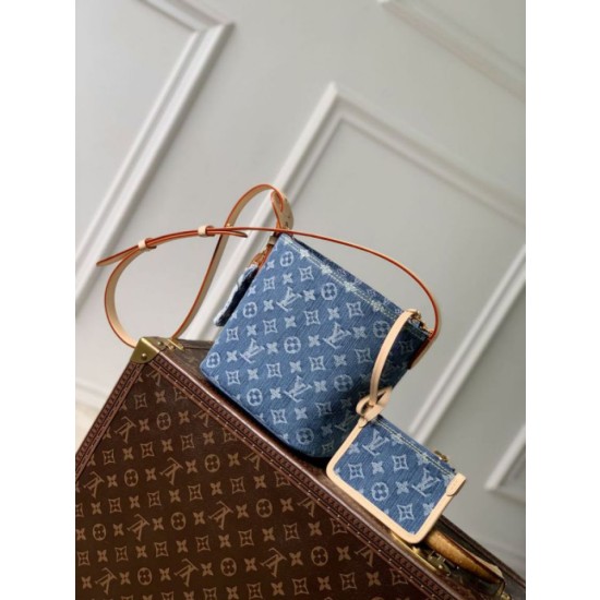 Qualità superiore replica a secchiello in denim LV All In BB M28107