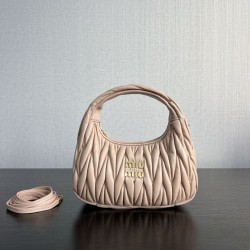 Borsa hobo mini/piccolo Miu Miu Wander Matelasse Beige