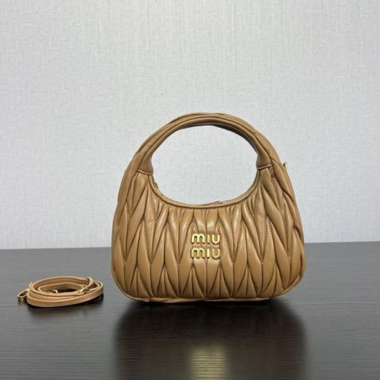 Bora Pari all'originale replica hobo mini/piccolo Miu Miu Wander Matelasse Marrone