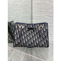 Borsa Replica 1:1 Shopping Dior piccola/grande jacquard blu Dior Oblique