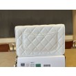 Qualità superiore replica Portafoglio Chanel trapuntato in caviale perlato con catena Woc Bianco