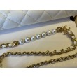 Qualità superiore replica Portafoglio Chanel trapuntato in caviale perlato con catena Woc Bianco