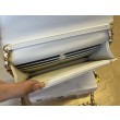 Qualità superiore replica Portafoglio Chanel trapuntato in caviale perlato con catena Woc Bianco