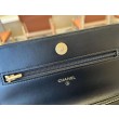 Portafoglio Chanel trapuntato in caviale perlato con catena Woc Nero