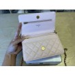Qualità da grande replica Portafoglio Chanel trapuntato in caviale perlato con catena Woc Rosa