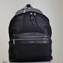 Cloni Zaino YSL Saint Laurent City tela con finiture pelle nero firmate