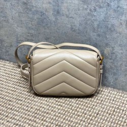 Replica di lusso Borse a tracolla mini Loulou YSL Saint Laurent Beige Imitazioni Cloni Borse Replica a tracolla mini Loulou YSL Saint Laurent Beige firmate