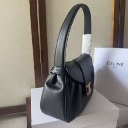 Replica di lusso Borse a tracolla media Celine Polly Nero Imitazioni Cloni Borse Replica a tracolla media Celine Polly Nero firmate
