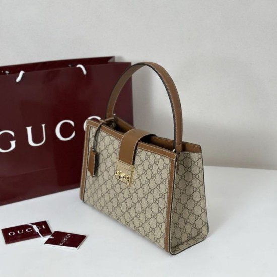 Cloni Borse Replica Gucci Padlock Small con manico superiore 838991 Marrone firmate