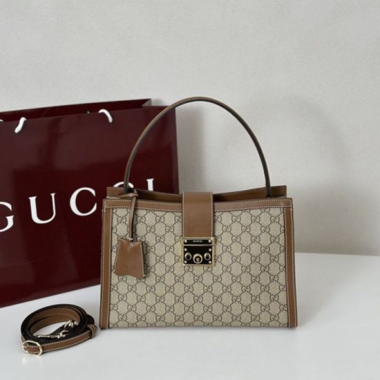 Cloni Borse Replica Gucci Padlock Small con manico superiore 838991 Marrone firmate